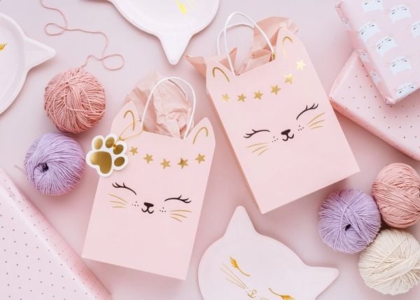 PartyDeco TNP34, Gavepapirbag, Sort, Gull, Rosa, Bilde, Julaften, Hvit, 1 stykker