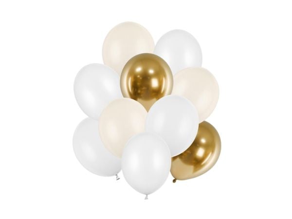 PartyDeco ZBL3, Lekeballong, Latex, Beige, Gull, Hvit, Bilde, Bursdag, Universell