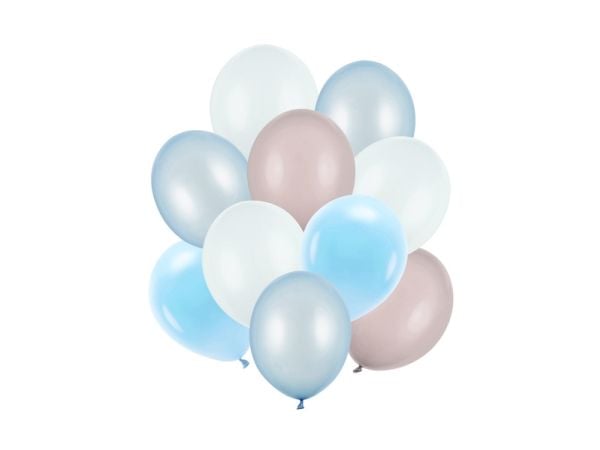 PartyDeco ZBL5, Lekeballong, Latex, Beige, Blå, Lyseblå, Hvit, Bilde, Bursdag, Universell