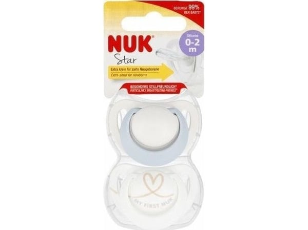 NUK 401889 silikon smokke med stjerner 0-2, 2 stk 541388/175283