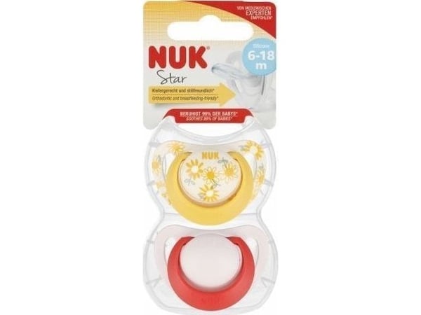 NUK 401919 STAR FLOW SILIKONE smokk 6-18 2 STK 541395, 176287