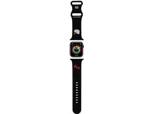 Sourcing Hello Kitty HKAWLSCHBLK Apple Watch-rem 42/44/45/49mm svart/svart - silikon - Kitty-huvud