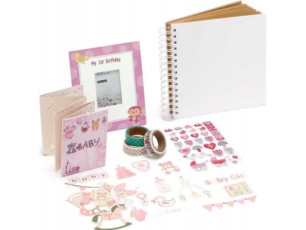 Fujifilm instax-fotokit remelis til 1-åringens bursdag, rosa (remelis, album, klistremerker og dekorerte klistremerker)