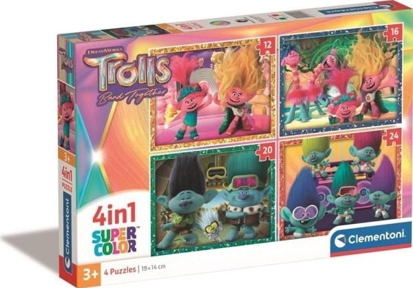 Puzzle 4w1 Super Kolor Trolls 3