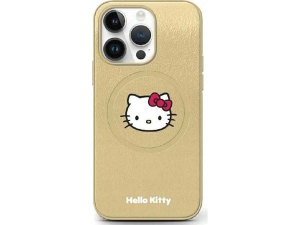 Hello Kitty odinis Kitty Head MagSafe dėklas iPhone 14 Pro - auksinis