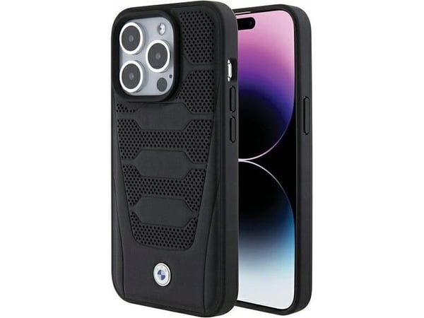 BMW lädersitsmönster skal till iPhone 15 Pro Max - svart