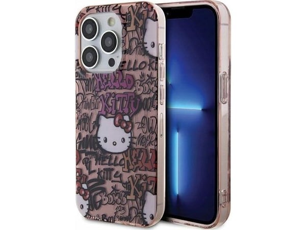 Sourcing Hello Kitty HKHCP13XHDGPTP iPhone 13 Pro Max 6,7" rosa hårt skal med IML-tags graffiti