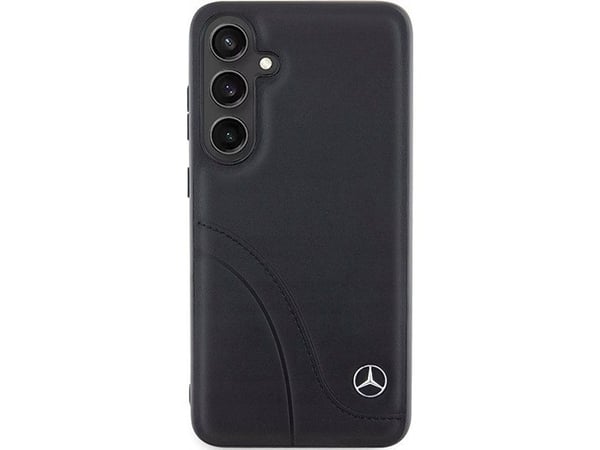Mercedes Benz Samsung Galaxy S24 Mercedes läderdekal curved stitches (MEHCS24S23RBCSK) svart