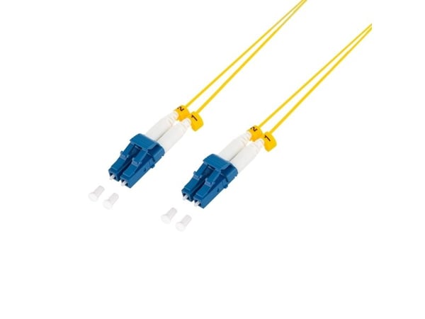 LogiLink patchkabel OS2 fiberoptisk 5m LC-LC dupleks, G657.A2, ekstra tynn, gul