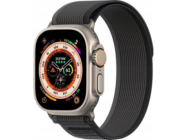 Urheilu tarranauha Apple Watch Ultra / 8 / 7 / 6 / SE / 5 / 4 / 3 / 2 / 1 (42, 44, 45, 49 mm) Dux Ducis Strap YJ versio - musta-harmaa