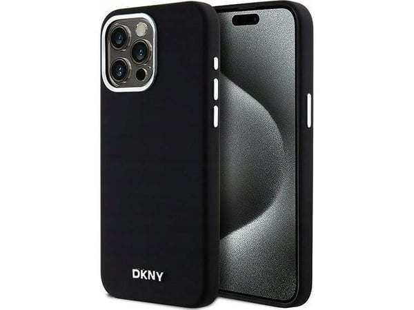 DKNY Liquid Silicone Small Metal Logo MagSafe - deksel til iPhone 15 Pro Max (svart)