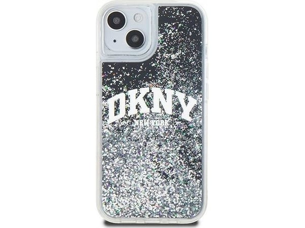 DKNY tapauksessa IPHONE 15 DKHCP15SLBNAEK (DKNY HC Liquid Glitters W/Arch Logo) musta