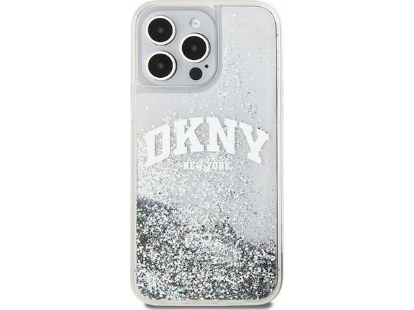 DKNY-fodral till IPHONE 15 Pro DKHCP15LLBNAET (DKNY HC Liquid Glitters W/Arch Logo) vit