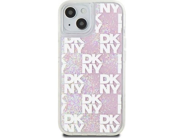 DKNY Liquid Glitter Case Multilogo Case iPhone 15" / 14" / 13" - vaaleanpunainen
