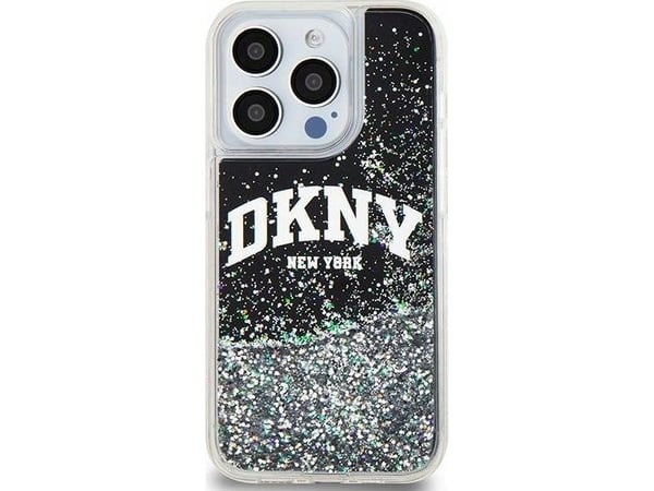 DKNY tapauksessa IPHONE 15 Pro DKHCP15LLBNAEK (DKNY HC Liquid Glitters W/Arch Logo) musta