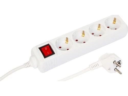 MicroConnect - Effektband - av/på-switch - AC 230 V - ingång: Typ F - utgångskontakter: 4 (Typ F) - 3 m sladd - vit