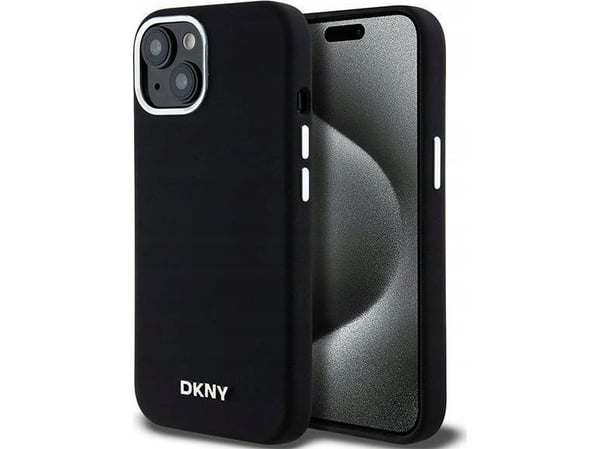 DKNY Liquid Silicone Small Metal Logo MagSafe - etui iPhone 15 Plus / 14 Plus (svart)