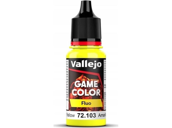 Vallejo 72.103, Gult, Matt, Fluorescent Yellow, Gult, Vannbasert, Metall, Plast