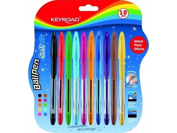 Keyroad klassisk kulepenn soft jet 0,7 mm, 1 stk., blister (blandede farger)