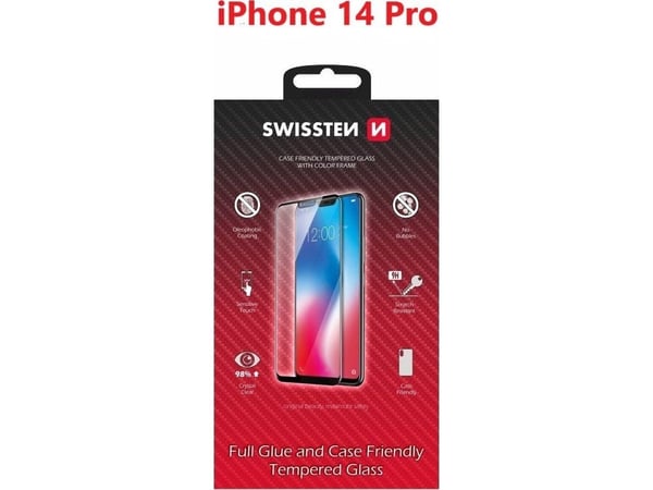 Swissten Glass Color Frame, Case Friendly Apple IPhone 14 Pro Black