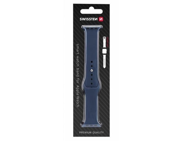 Swissten Silicone Band for Apple Watch 42-44mm Navy - 8595217477155, Klokkereim, Apple, Apple Watch SE, Apple Watch Series 1, Apple Watch Series 2,...