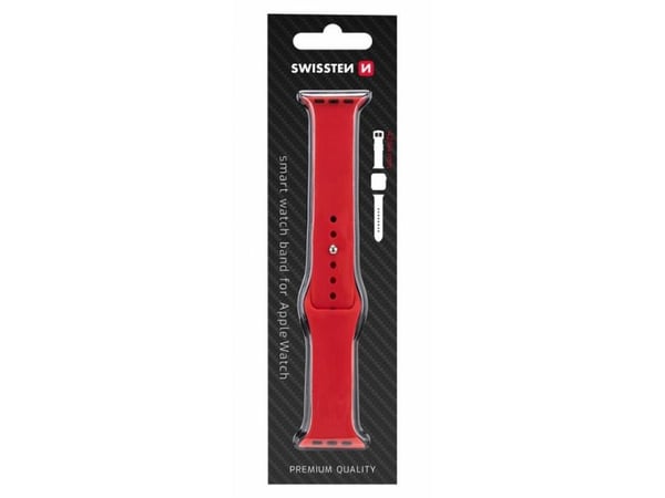 Swissten Silicone Band for Apple Watch 42-44mm Red - 8595217477148, Klokkeskjermbeskytter, Apple, Apple Watch SE, Apple Watch Series 1, Apple Watch...