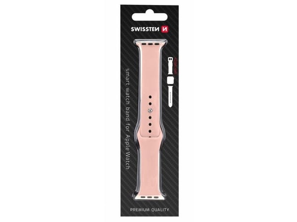 Swissten Silicone Band for Apple Watch 42-44mm Pink Sand - 8595217477179, Klokkereim, Apple, Apple Watch SE, Apple Watch Series 1, Apple Watch Seri...