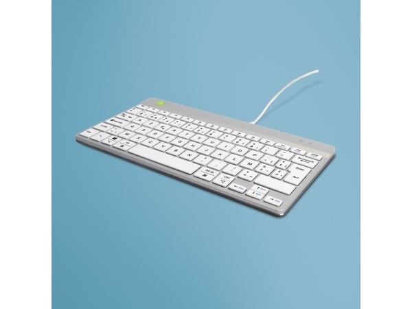 R-Go Compact Break - Tastatur - with integrated break indicator - USB-C - AZERTY - Belgisk - hvit