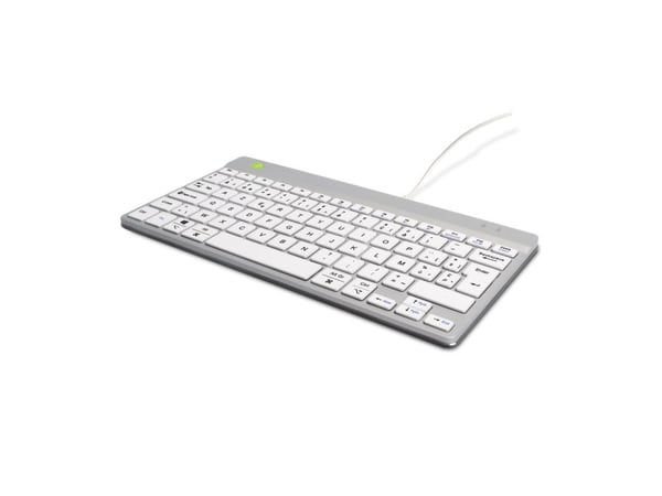 R-Go Compact Break - Tastatur - with integrated break indicator - USB-C - AZERTY - Belgisk - hvit