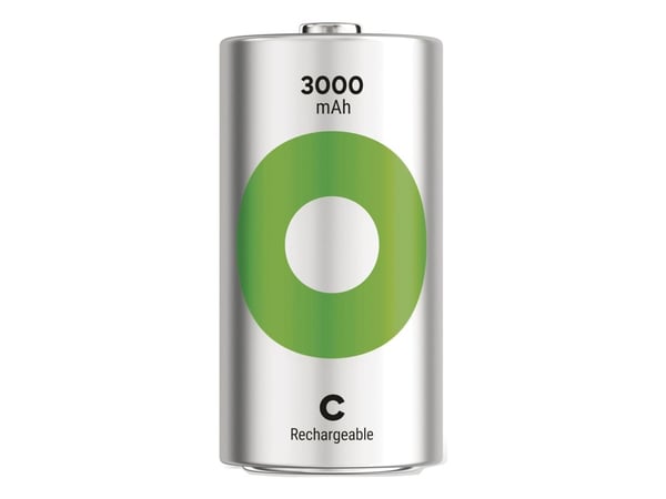 GP Batteries Recyko 3000 C, 3000 mAh, Nikkelmetallhydrid (NiMH), C, 1,2 V, Grønn, Sølv, 2 stykker