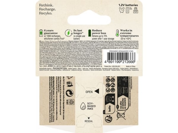 GP Batteries 201248, Oppladbart batteri, AAA, Nikkelmetallhydrid (NiMH), 1,2 V, 2 stykker, 650 mAh