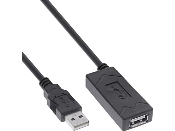 InLine 34611A, 10 m, USB A, USB A, USB 2.0, 0,48 Gbit/s, Svart