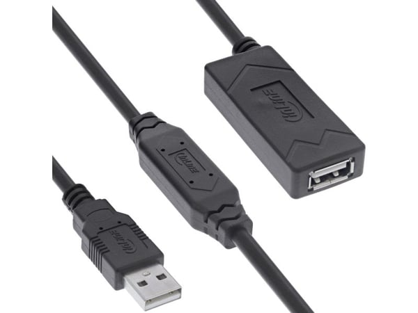 InLine 34617A, 12,5 m, USB A, USB A, USB 2.0, 0,48 Gbit/s, Svart