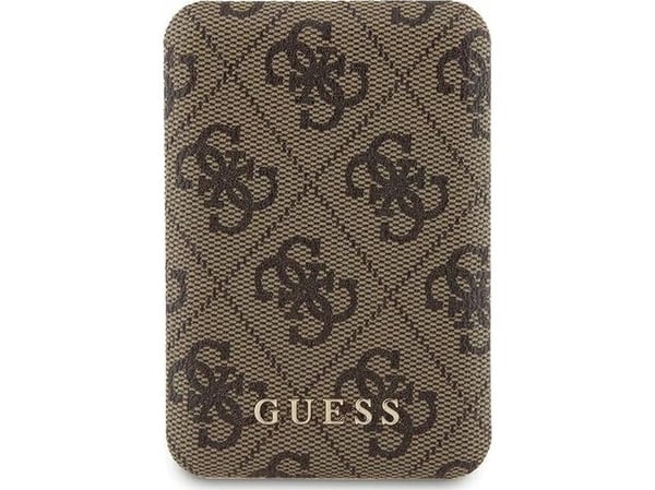 Guess powerbank induktiv 15W GUPB5FP4EMGW 5000 mAh brun 4G lærret Metal Logo MagSafe
