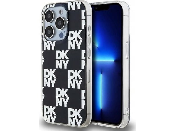 DKNY hårdskal till iPhone 15 Pro 6,1" svart rutigt mono-mönster IML