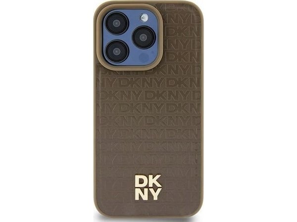 DKNY DKNY DKHMP14SPSHRPSW iPhone 14 / 15 / 13 6.1" brazowy/brown hardcase Leather Pattern Metal Logo MagSafe