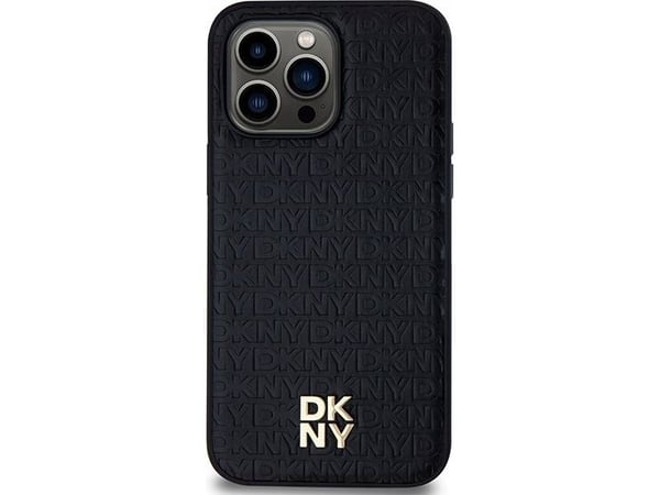 DKNY DKHMP14LPSHRPSK iPhone 14 Pro 6,1" svart hardcase Lærmønster metall-logo MagSafe