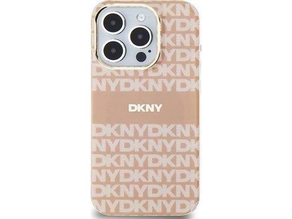 DKNY IML Mono &amp; Stripe MagSafe-skal till iPhone 15 Plus / 14 Plus - rosa
