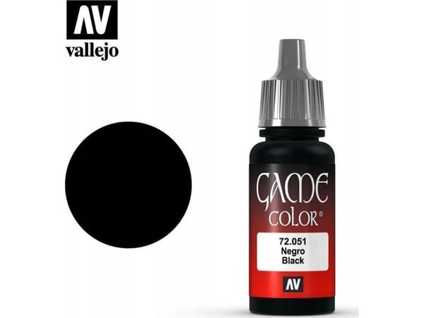 Vallejo 72.051, Sort, Acryl maling, Væske, 17 ml, 1 stykker