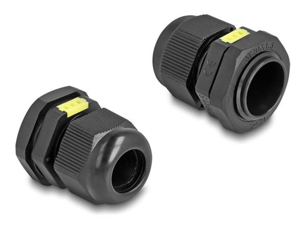 Delock - Kabelgland - M20, with ventilation, IP68 dust and waterproof - svart, RAL 9005 (en pakke 2)