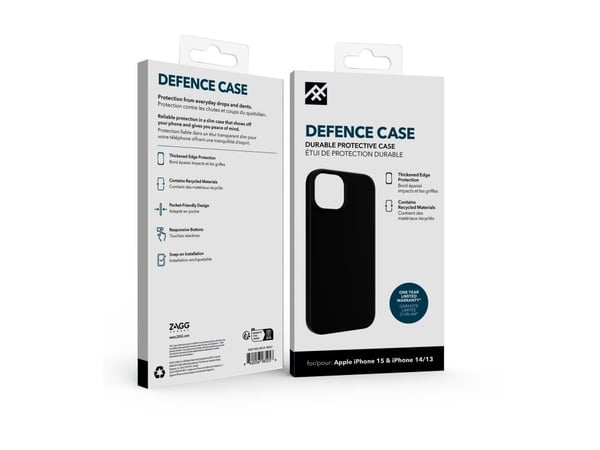 iFrogz Defence - Baksidesskydd för mobiltelefon - D3O - svart - för Apple iPhone 13, 14, 15