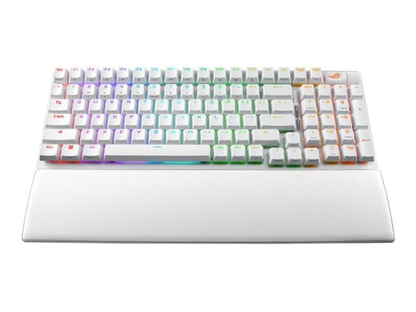 ASUS ROG Strix Scope II 96 - Tastatur - 60% - compact - backlit - trådløs - Bluetooth 5.1, USB, 2.4 GHz - tastsvitsj: ROG NX Snow - månelyshvit