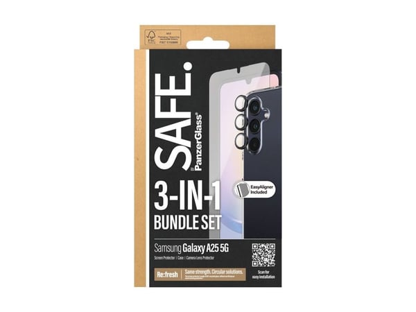 SAFE. by PanzerGlass - 3-i-1 beskyttelsespakke - skjerm / linse / bakbeskyttelsessett for mobiltelefon - glass - for Samsung Galaxy A25