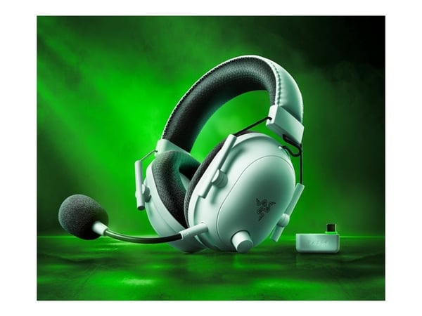 Razer BlackShark V2 PRO - Hodesett - full størrelse - Bluetooth / 2,4 GHz radiofrekvens - trådløs - USB-C - lydisolerende - hvit