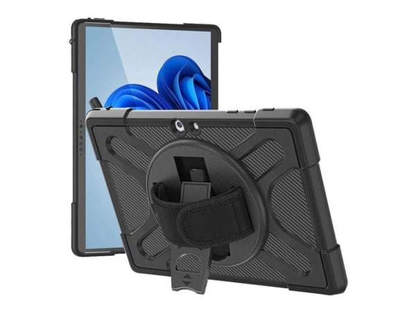eSTUFF ATLANTA - Baksidedeksel for nettbrett - robust - termoplast-polyuretan (TPU), polykarbonat - svart - for Microsoft Surface Go, Go 2, Go 3, G...