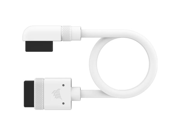 Corsair iCUE LINK - Strøm/data-kabel - CORSAIR iCUE link vinklet til CORSAIR iCUE link rett - 20 cm - hvit (en pakke 2)