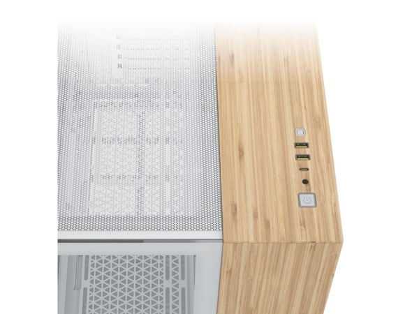CORSAIR 2500X - Mid tower - micro ATX - sidepanel med vindu (herdet glass) - ingen strømforsyning (ATX) - hvit, bamboo wood - USB/lyd