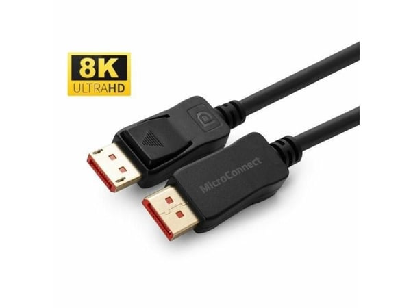 MicroConnect - DisplayPort-kabel - DisplayPort (hann) låst til DisplayPort (hann) låst - DisplayPort 2.0 - 1 m - 8K 60Hz støtte - svart