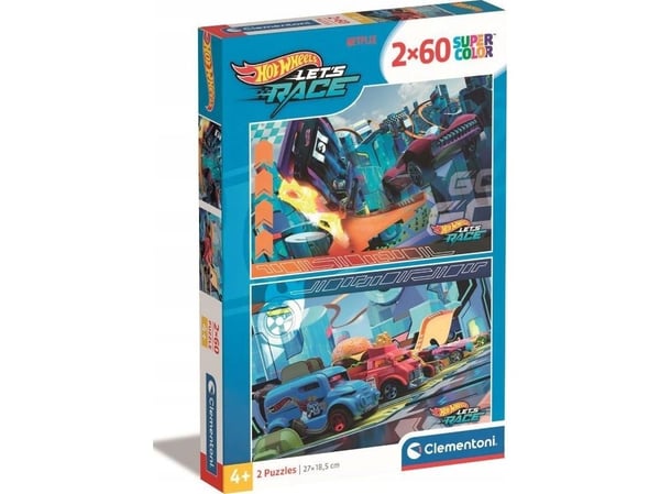 Clementoni CLE puslespill 2x60 SuperKolor HotWheels 24816