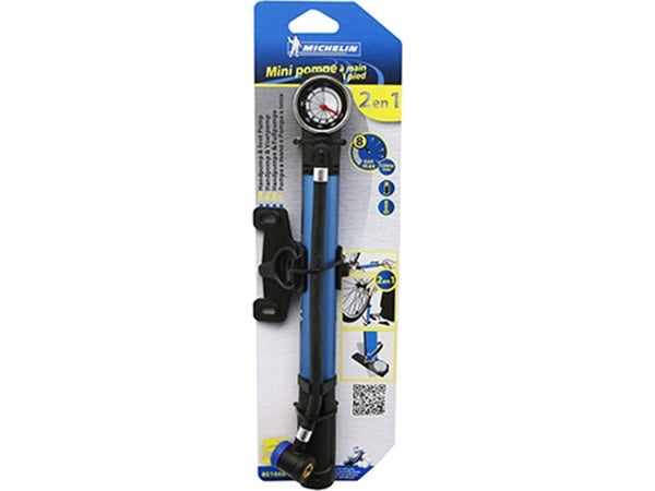 Michelin mini dekkpumpe med manometer 2-i-1 ALU 8 bar (120 PSI)